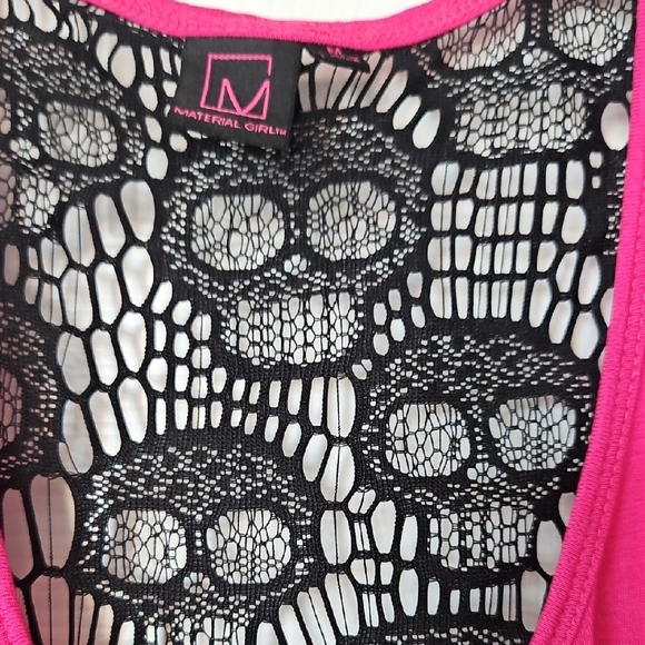 Material Girl Pink and Black Lace Tank Top - Picture 3 of 4